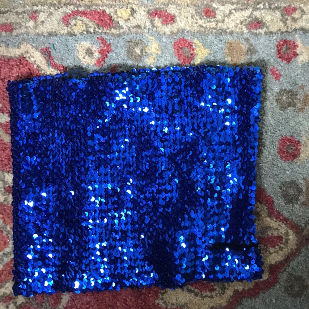 Blue sequin tube top